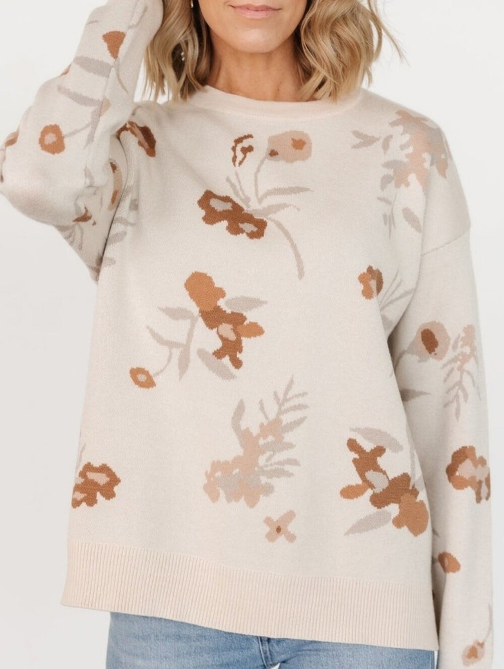 Baltic Born Crewneck Floral Knit Sweater - Size Large